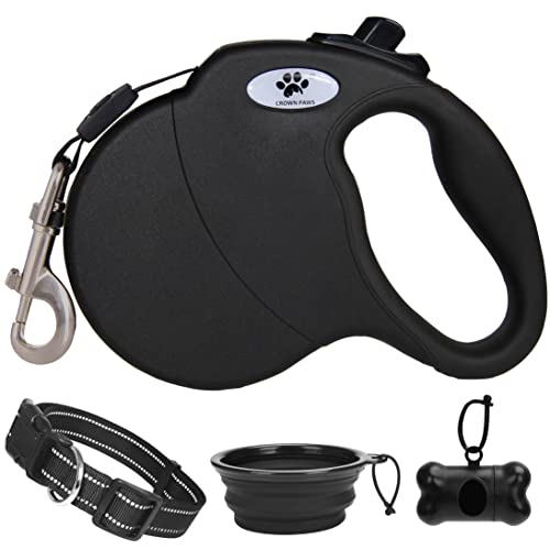 16 ft Retractable Dog Leash for Large Dogs up to 110 lbs,Tangle-Free Nylon Tape,Black L - color: black, size: Large