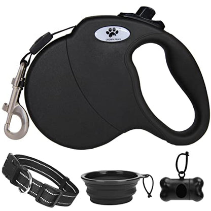 16 ft Retractable Dog Leash for Large Dogs up to 110 lbs,Tangle-Free Nylon Tape,Black L - color: black, size: Large