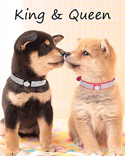 Dog Collar for Small Dogs, Adjustable Leather Suede Bling Dog Collars，Pink Dog Collar Cat Collar, Rhinestone Dog Collar (XS, Rose red3) - color: rose red3, size: XS