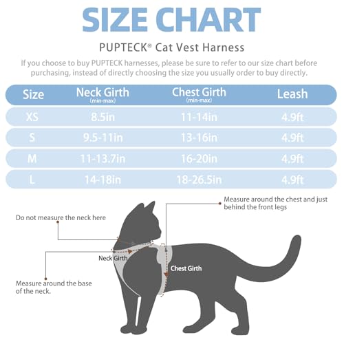 PUPTECK Cat Harness and Leash Set Escape Proof Reflective Cat Walking Harness Adjustable Soft Breathable Mesh Vest for Small Pets, Sky Blue, XS - color: Sky Blue, size: XS (NECK 8.5", CHEST 11"-14")