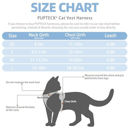 PUPTECK Cat Harness and Leash Set Escape Proof Reflective Cat Walking Harness Adjustable Soft Breathable Mesh Vest for Small Pets, Sky Blue, XS - color: Sky Blue, size: XS (NECK 8.5", CHEST 11"-14")