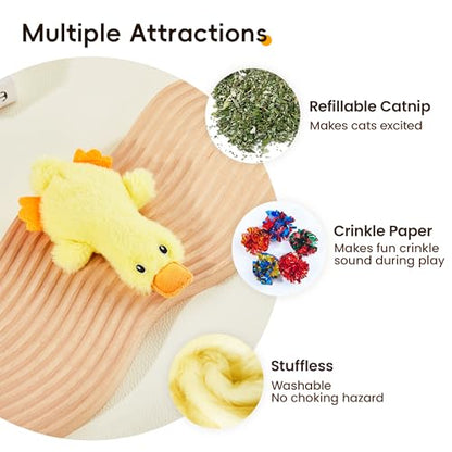 Potaroma Cat Toys Catnip Crinkly Sound 2 Pcs, Mess-Free Stuffless Kitten Toy, Durable Feline Bite Interactive Kicker Toys for Cat Indoor Exercise 6.5 Inches