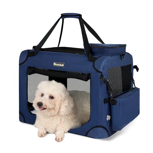 Extra Large Cat Carrier for 2 Cats Collapsible Soft Pet XL Crate for Large/Medium Cats 20lbs Car Travel Portable Bag with Water Bottle Slot For Long Trips (Blue, 24.0"L x 16.5"W x 16.5"H) - color: Blue, size: 24.0"L x 16.5"W x 16.5"H