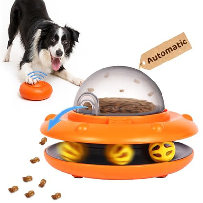Interactive Dog Ball Track Toys - Automatic Dog Track Ball Treat Puzzle with Remote Control for Dogs Food Dispensing, Pets Enrichment IQ Training Gift, Rechargeable Electronic Slow Feeder