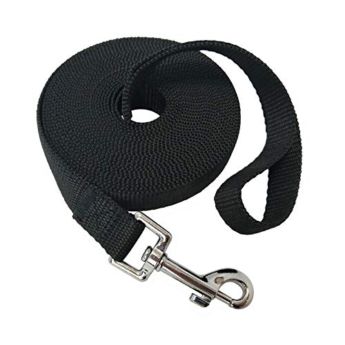 Nylon Training Dog Leash for Small Medium Large Dogs, 15ft 20ft 30ft 50ft Long Leash Dog/Puppy Lead for Obedience Recall Training, Camping (1" x 20ft, Black) - color: Black, size: 1" x 20ft