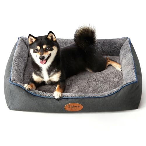 Tidore Orthopedic Dog Bed Medium Size Dog, Durable Egg Crate Foam Sofa Dog Bed wit Washable Removable Cover,Waterproof Lining,Pet Bed for Large Dogs (Dark Grey-Velvet, 26.4" L x 21.7" W x 6.2" Th) - color: Dark Grey-Velvet, size: 26.4"L x 21.7"W x 6.2"Th