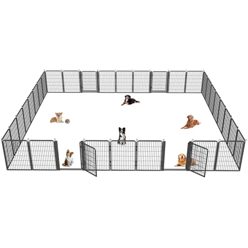 Low Threshold Dog Playpens Fence Indoor, 40 inch 34 Panels Heavy Duty Metal Outdoor Pet Playpen for Large/Medium/Small Dogs, Tall Dog Play Exercise Pens Outside - color: 34Panels-40 Inch
