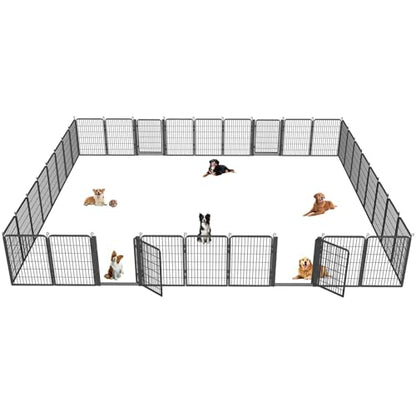 Low Threshold Dog Playpens Fence Indoor, 40 inch 34 Panels Heavy Duty Metal Outdoor Pet Playpen for Large/Medium/Small Dogs, Tall Dog Play Exercise Pens Outside - color: 34Panels-40 Inch