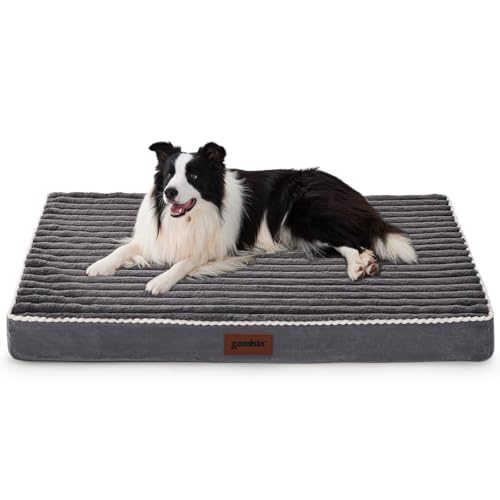 ZOMISIA XL Dog Crate Bed for Extra Large Dogs - Waterproof Puppy Bed for 42 Inch Kennel with Removable Washable Corduroy Cover, Orthopedic Support with Egg Crate Foam Filling, Grey - size: 41.0"L x 27.0"W x 3.0"Th