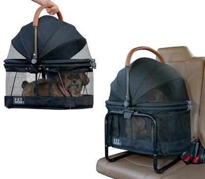 Pet Gear No-Zip View 360 Pet Carrier & Car Seat with Booster Seat Frame for Small Dogs & Cats, Mesh Ventilation, Push Button Entry, No Tools Required, Onyx - color: Onyx