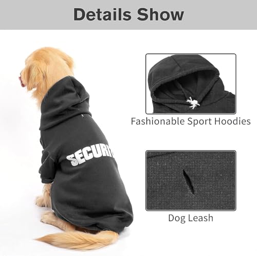 BINGPET Security Dog Hoodies Puppy Sweater Cold Weather Dog Coats Soft Brushed Fleece Pet Clothes Hooded Sweatshirt for Dog Cat - color: #1 Black(Security), size: X-large/Xx-large (All Breed Sizes)