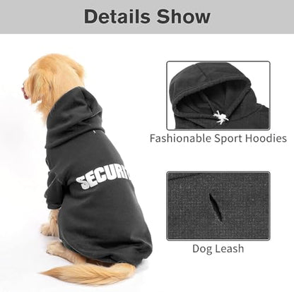 BINGPET Security Dog Hoodies Puppy Sweater Cold Weather Dog Coats Soft Brushed Fleece Pet Clothes Hooded Sweatshirt for Dog Cat - color: #1 Black(Security), size: X-large/Xx-large (All Breed Sizes)