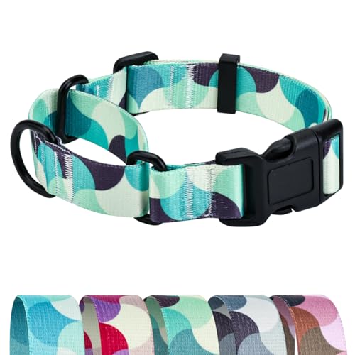 Martingale Collar for Dogs, Heavy Duty Escape Proof for Safety, Quick Release Buckle Adjustable Soft Nylon Dog Martingale Collars for Training & Daily Walking - color: green, size: M-width: 1",suitable for neck 14"-19"