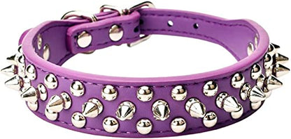 Spiked Dog Collar Soft Pu Leather Mushrooms Rivet Spike Studded Puppy Adjustable Pet Collars for Small Breeds (S, Purple) - color: Purple, size: Small