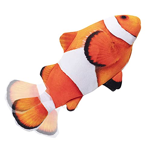 Cat Toy Flopping Fish - Interactive Cat Toy for Indoor Bored Cats, Automatic Moving Floppy Fish Dog Toy, 11" Realistic Electric Kitten Kicker Exercise Stuff with Catnip SilverVine - color: Clownfish