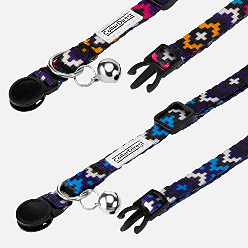 CollarDirect Cat Collar Breakaway with Removable Bell Set of 2 PCS - color: Blue & Purple