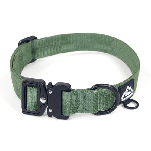Heavy Duty Dog Collars for Medium and Large Dogs - Adjustable, Chew Proof Nylon Collar with Metal Quick Release Buckle and D-Ring for Dog Tags (Dark Green, XL) - color: Dark Green, size: XL(1.5''Width, Fit 15''-23'')