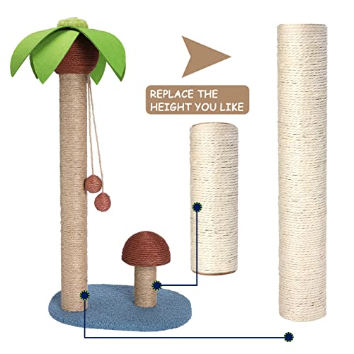 PowerKing Natural Sisal Replacement Scratching Post, 4 Pieces M8 Cat Scratch Post Refill Pole Parts for Refurbishment, White, Include Screws, White, 15.74''+15.74''+7.87''+7.87'' - color: White, size: 15.7''+15.7''+7.87''+7.87'' (2.67''Thick)