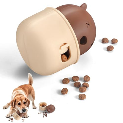 Silicone Dog Slow Feeder Toy - Interactive Puzzle Feeder & Food Dispenser for Small & Large Dogs - Enrichment Toys for Mental Stimulation - Fun Puppy Chew Toys & Cat Treat Dispenser to Keep Pets Busy - color: Bear-Brown