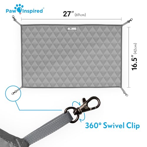 Paw Inspired Hanging Fleece Hammock for Ferrets, Rats, Chinchillas, Sugar Gliders, Small Pets | Hideout Toy for Guinea Pigs, Hamsters | Swivel Clips for Small Animal Cages (Gray/Light Gray) - color: Gray/Light Gray