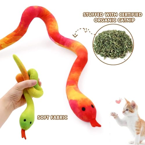 CiyvoLyeen 5 Pack Snake Cat Toys Catnip Toys for Indoor Cats Kitten Supplies Interactive Snakes Cat Toy Birthday Gift for Cat Lovers Dental Health Chew Toy - color: Snake - 5Pcs