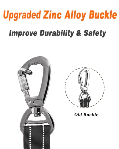 AUBELL Tactical Dog Leash Heavy Duty,4-6ft Reflective Strong No Pull Bungee Leash for Medium Large Dogs with Comfortable Padded Double Handle,Car Seat Belt,360 Degree Rotating Carabiner,Black - color: M/L-Black(4-6FT)