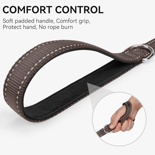 Joytale Double-Sided Reflective Dog Leash, 4 FT, Padded Handle Nylon Heavy Duty Leashes for Small & Medium Dogs Walking, Brown - color: Brown, size: 4 ft Narrow