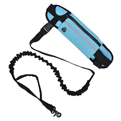 Generic Belt Bag Dog Leash Set, Hands Free Waist Pack with Reflective Strips and D Ring, for Walking Running Hiking Training (Sky Blue) - color: Sky Blue