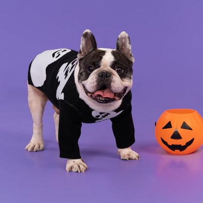 Fitwarm Halloween Ghost Dog Sweater, Funny Costumes for Dogs, Pet Apparel, Black, White, Large - color: Ghost, size: Large