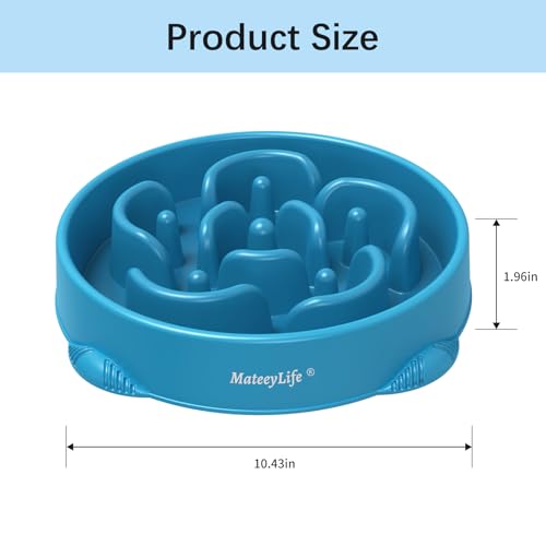 MateeyLife Large Slow Feeder Dog Bowls, Anti-Choking Puzzle Dog Food Bowls, Anti-Slip Interactive Feeding Slow Down Eating, Bloat Stop Maze Dishes for Large Breeds 4 Cups DarkBlue - color: G-DarkBlue, size: Large