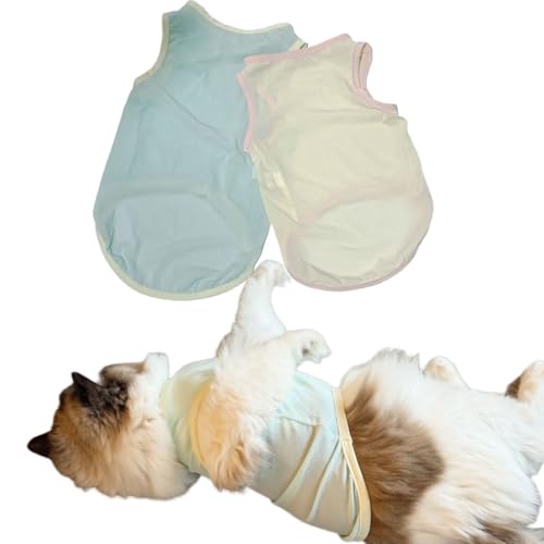 2Pcs Cooling Shirts for Small Dogs, Sleeveless Dog Vest, Lightweight Breathable Dog Summer Tank Top Sun Protection Shirts for Dogs Cats Pet Apparel (Yellow MintGreen, Small Size for 3.0-5.5lb Pets) - color: Yellow MintGreen, size: Small size for 3.0-5.5lb