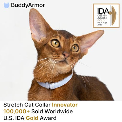 Safety Cat Collar Pro - U.S. IDA Gold Awarding Design, Elastic Quick Release Cat Collar with Buckle Non Breakaway - Lightweight for Kitten All Small Large Cats (Linen, S 5.9-11.8") - color: Linen, size: S 5.9-11.8"