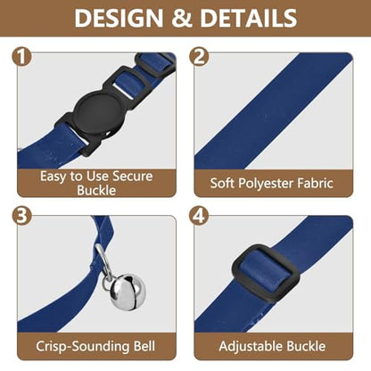 Sapphire Adjustable Pet Collar, 2 Pack Kitten Collar with Bell - color: Sapphire