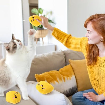 Nuggets Catnip Stuffed Toys for Cats- 5Pcs Pet Days Funny Yellow Fried Chicken Indoor Cat Toys, Kitten Chew Bite Kick Non-Toxic Interactive Supplies for Pet Lovers Kitten Birthday Gift - style: Yellow Nuggets