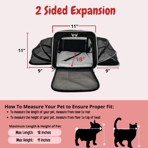 RUFF LIFE 101 Airline Approved Expandable Premium Pet Carrier on Wheels- Two Sided Rolling Carrier- Designed for Dogs & Cats- Extra Spacious Soft Lined Carrier! (Black) (RL-PET-CARRIER-WHEELS) - color: BLACK