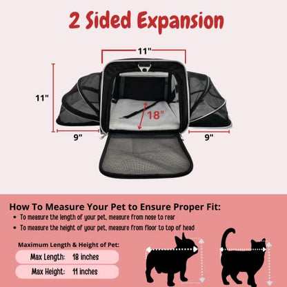 RUFF LIFE 101 Airline Approved Expandable Premium Pet Carrier on Wheels- Two Sided Rolling Carrier- Designed for Dogs & Cats- Extra Spacious Soft Lined Carrier! (Black) (RL-PET-CARRIER-WHEELS) - color: BLACK