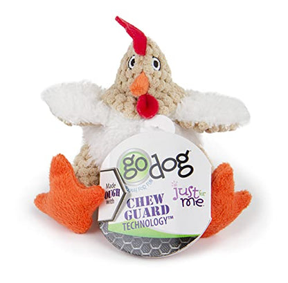 goDog Checkers Just For Me Fat Rooster Squeaky Plush Dog Toy, Chew Guard Technology - White, Mini - color: Checkers - Fat Rooster (White), size: Mini