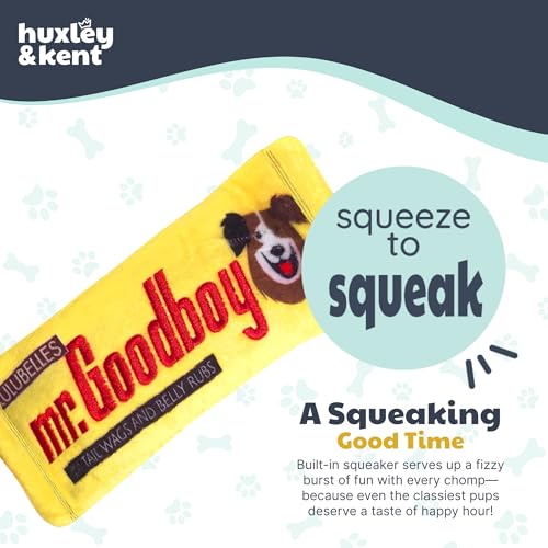 Huxley & Kent Funny Dog Toy w/Squeaker – Power Plush Squeaky Dog Toys for Small, Medium & Large Dogs – Soft Stuffed Animal for Indoor Play & Fetch - Mr Goodboy, Small - size: Small, style: Mr Goodboy
