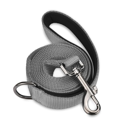 AUDWUD Soft Padded Handle Dog Leash,Relieve Hand Pressure;Portable,Strong,High Tensile Strength,Suitable for Small and Medium Sized Dog Walking Leash - color: Flint gray, size: 6 ft