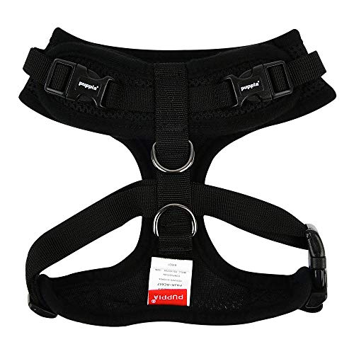 Authentic Puppia RiteFit Harness with Adjustable Neck, Black, Medium - color: Black, size: Medium