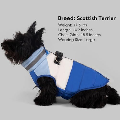 Dog Coat Waterproof Winter Coat for Small Dogs, Warm Fleece Vest with Reflective Strips & Built-in Harness, Windproof Back Zipper, Blue S - color: Blue, size: Small