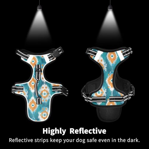 Boho Green Orange Reflective Dog Walking Gear for Animal Hiking Stretchy Vest for Walking at Night with Handle Chaleco para perro Medium