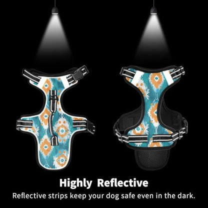 Boho Green Orange Reflective Dog Walking Gear for Animal Hiking Stretchy Vest for Walking at Night with Handle Chaleco para perro Medium
