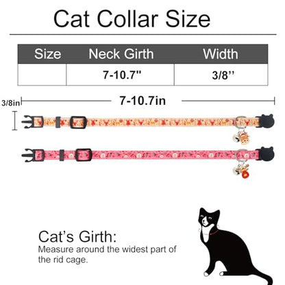 Christmas Cat Collar, Cotton 2 Pack Cat Collar with Bells, Breakaway Collars for Girl Boy Kittens, Reindeer - color: Reindeer