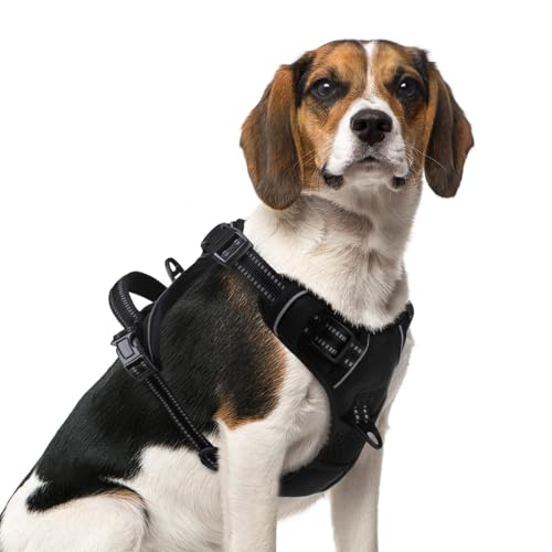 PUPTECK No Pull Dog Harness Medium Sized, Adjustable Reflective Dog Harness with Handle Easy Control, Comfortable Soft Padded Pet Vest Harness for Medium Dogs, Black M - color: Black, size: Medium