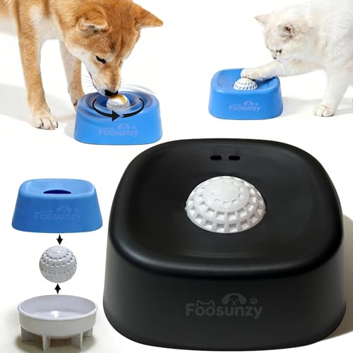 Slow Feeder Dog Bowls for Liquid with Rolling Ball, Interactive Lick Bowl Licking Slow Feeder for Wet Food, Water & Treats Lick Toy for Dogs Cats Large Medium Small - color: Style1-Black02