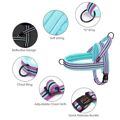 Didog Soft Flannel Padded Dog Vest Harness, No Pull/Quick Fit Reflective Dog Strap Harness, Easy for Training Walking (XS:Chest 15-18", Mixed-Blue) - color: Mixed-Blue, size: XS:chest 15-18"