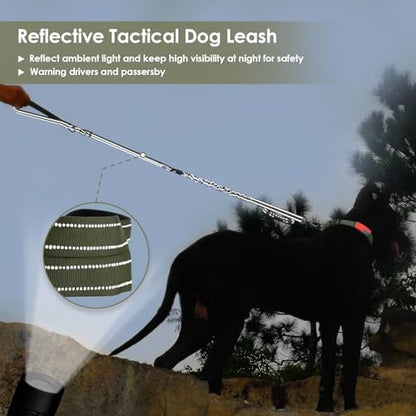 AUBELL Tactical Dog Leash Heavy Duty,4-6ft Reflective Strong No Pull Bungee Leash for Medium Large Dogs with Comfortable Padded Double Handle,Car Seat Belt,360 Degree Rotating Carabiner,Green - color: M/L-Green(4-6FT)