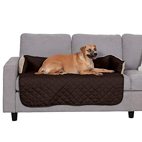 Furhaven Water-Resistant & Reversible 42" Wide Seat Cover Protector for Dogs & Cats, Perfect for Couches, Beds, & Car Seats - Sofa Buddy Bolster Seating Protector - Espresso/Clay, Large - color: Deep Sapphire (Plush & Velvet), size: 42"L x 26"W x 8"Th
