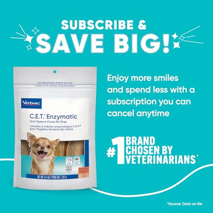 Virbac C.E.T.® Enzymatic Oral Hygiene Chews for Dogs, X Small - Plaque & Tartar Control - Single Layer Beefhide with Exclusive Dual-Enzyme System & Tasty Chicken Flavor - Easy to Give Dog Dental Chew - size: 8.4 Ounce (Pack of 1)